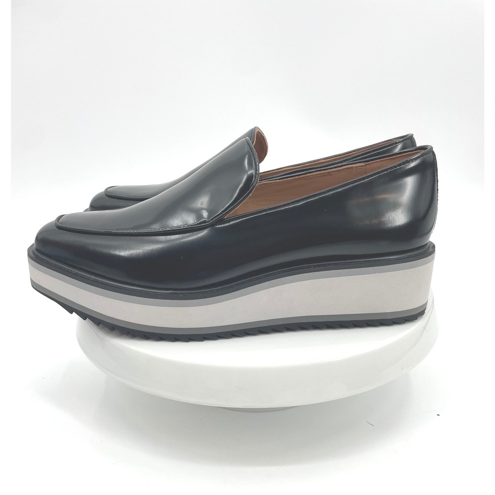 Johnston & Murphy Loafers Womens 9 Black Leather Platform Wedge Chic Classic 9M
